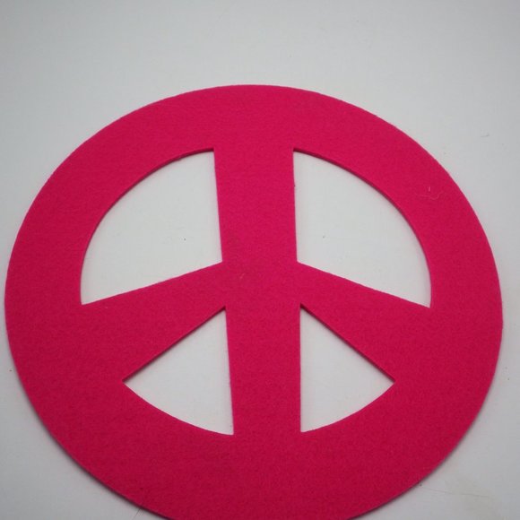 Felt Peace Sign Neon Pink Stiff Wall Art Hippie Craft  1970 11 inch - Picture 9 of 9